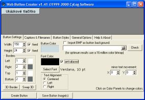 Okno programu Web Button Creator