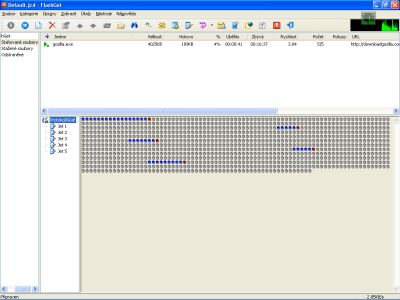 Stahování s programem FlashGet je přehledně monitorováno