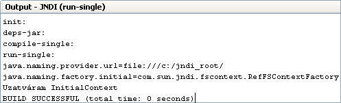 Výsledok spustenia súboru ListJNDIEnvironment.java