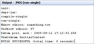Výsledok spustenia súboru JNDILookup.java