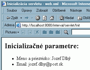 výsledok volania Init