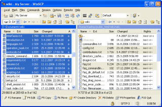 WinSCP rozhraní napodobující klasický Norton Commander