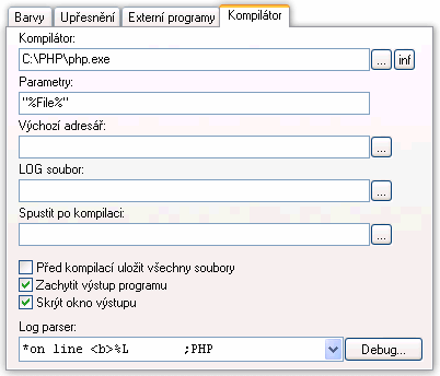 PSPad - PHP jako kompilátor