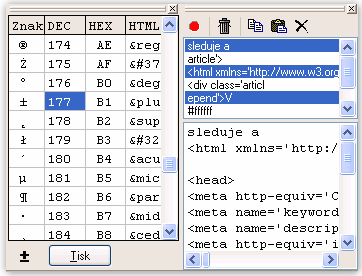 PSPad - ASCII tabulka a monitor schránky