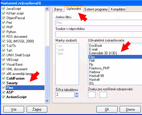 PSPad - přiřazení syntaxe