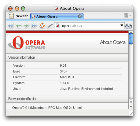 Prohlížeč Opera 9