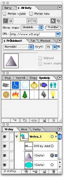 ILLUSTRATOR umožňuje nastavit v podstatě všechny možnosti SVG