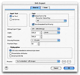 CDR - Nastavení exportu SVG