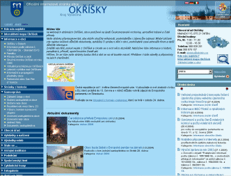 Titulní stránka oficiální prezentace obce Okříšky
