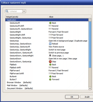 Úprava definice gest myší
