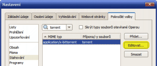 Změna aplikace pro otevírání torrentů
