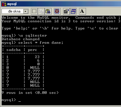 Terminál MySQL