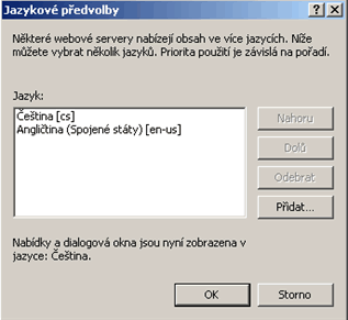 Nastavení jazykových předvoleb v prohlížeči