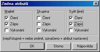 Změna atributů ve Windows Commanderu