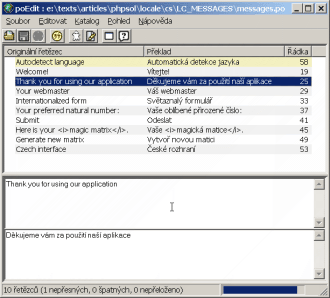 Editaci souborů s překlady vám může usnadnit například poEdit