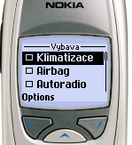 Nokia 6310i nabídka položek