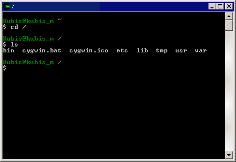 Cygwin - príkaz ls (výpis súborov)