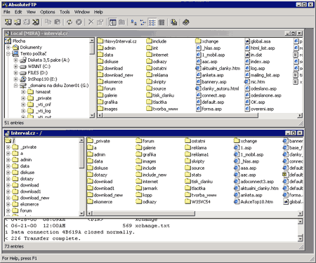 Pracovní prostředí Absolute FTP