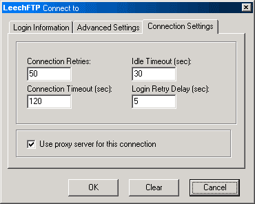 LeechFTP - Connection Settings