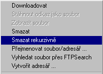 Volba rekurzívního smazání adresáře