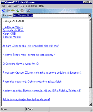 WML stránka Mobilserveru