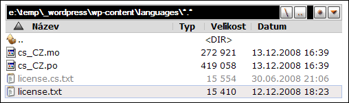 Lokalizační soubory pro WordPress