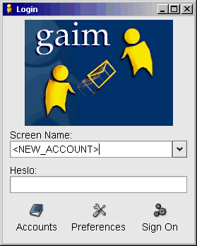 GAIM - přihlašovací okénko