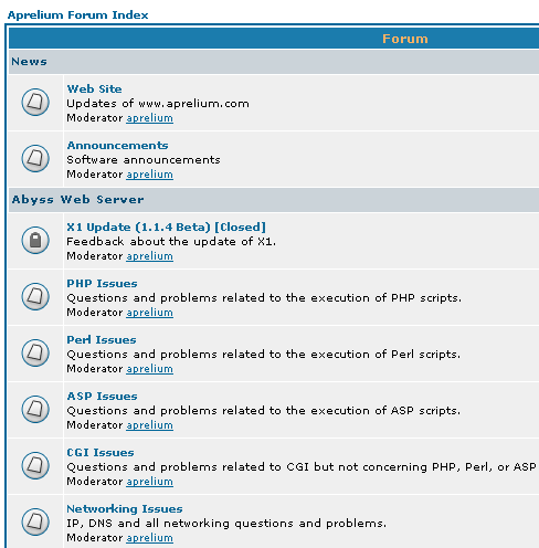 Abyss Web Server X1 - Aprelium Forum