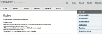 Hlavní menu systému inPage