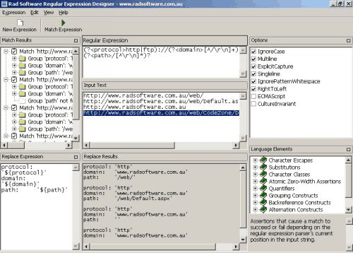 Rad Software Regular Expressions Designer