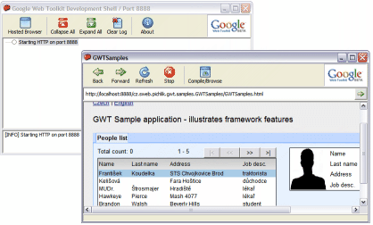 Hosted mód - obrázek GWT prohlížeče