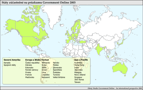 Země, participující na výzkumu v roce 2003