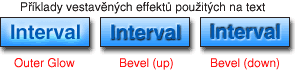 Příklady vestavěných efektů použitých na text