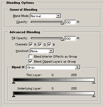 Nastavení Blending Options