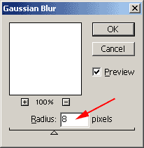 Nastavení filtru Gaussian Blur