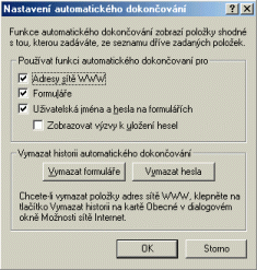 Zapnutí automatického dokončování v IE