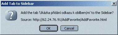 Přidávní nového panelu odkazem v prohlížeči Mozilla