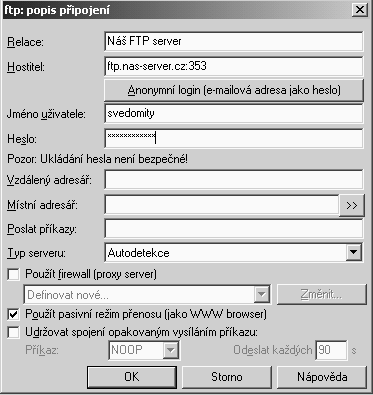 Windows Commander - nastavení pro Secure FTP