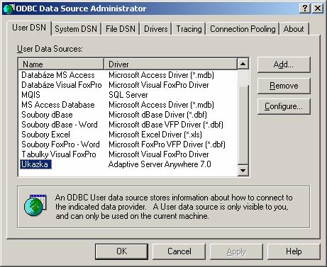 ODBC, zdroje„Ukazka“