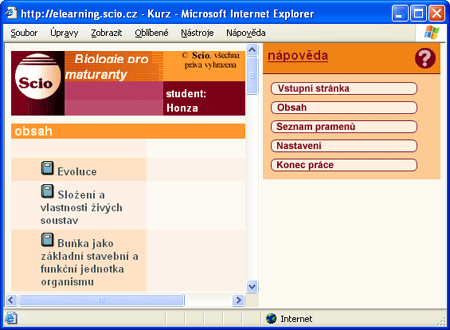 Internetový kurz Biologie pro maturanty, obsah