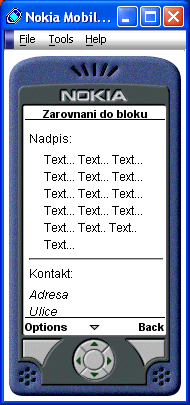 Ukázka zarovnání textu do bloku
