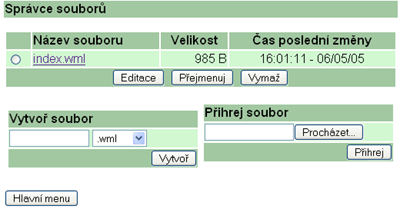 FreeWap.cz: Správce souborů