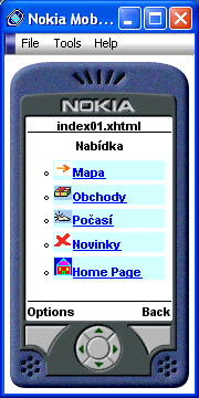 Simulátor Nokia MB 4.0 - zobrazení první ukázky