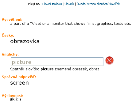 Test slovíčka "obrazovka"