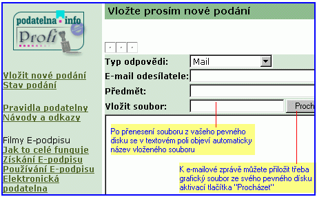 Demo verze PODATELNA.INFO (rozhraní pro občana)