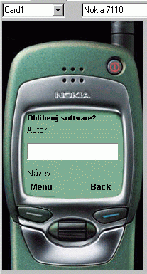 Ukázka WAP stránky na mobilu Nokia