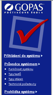 Nabídka služeb v testovací sekci