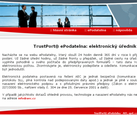 "ePodetelna.cz" - část hlavní webové stránky