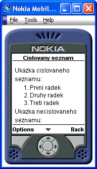 Ukázka číslovaného seznamu