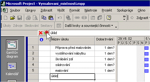 Detailní pohled na kurz "Microsoft Project - vymalování místnosti"